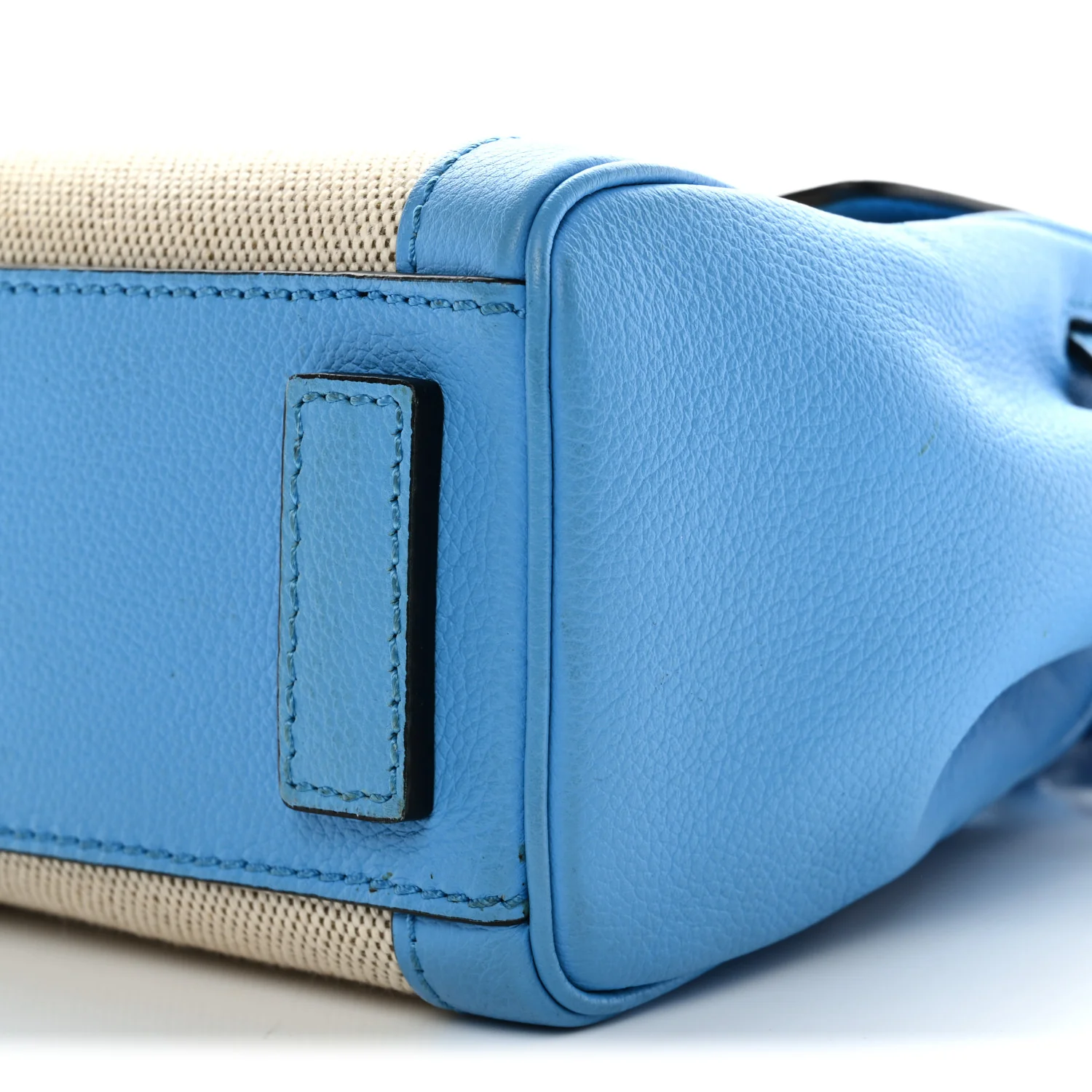 Grained Calfskin Canvas Small La Medusa Chain Top Handle Handbag Rope Blue - Image 10