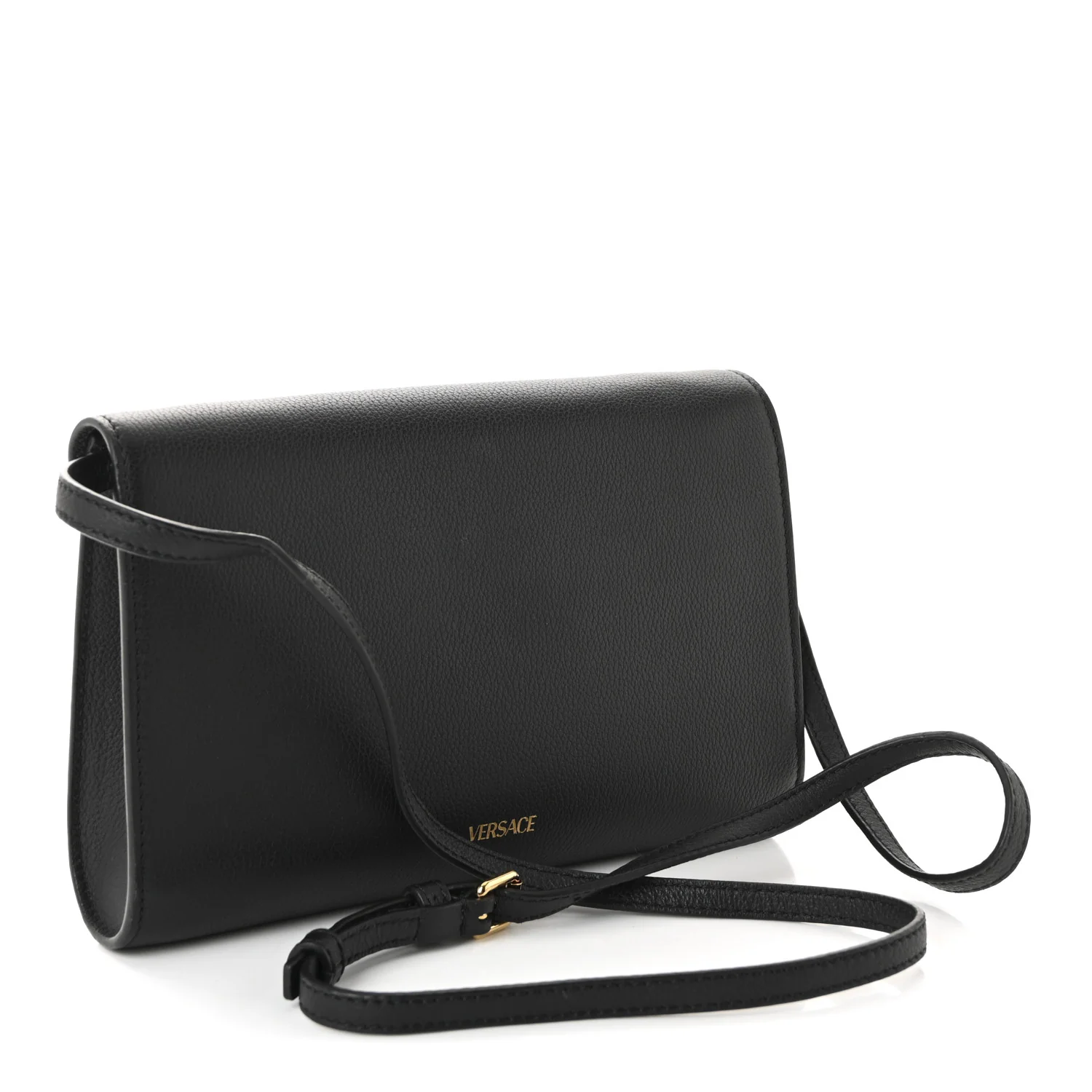 Grained Calfskin La Medusa Crossbody Bag Black - Image 3