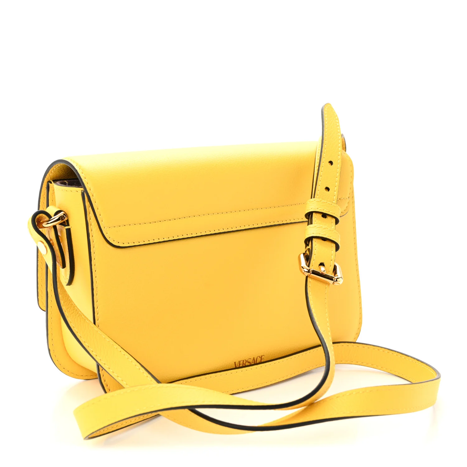 Grained Calfskin La Medusa Flap Shoulder Bag Yellow - Image 3