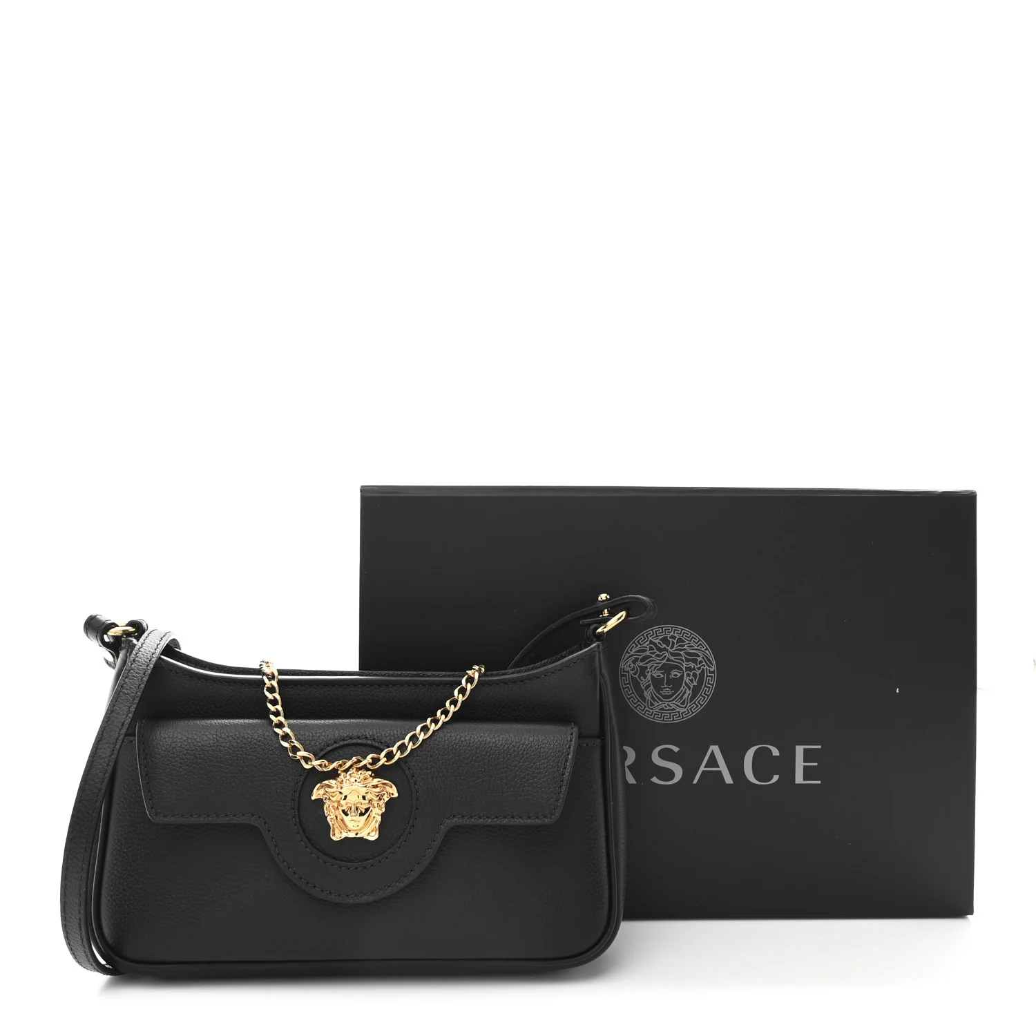 Grained Calfskin La Medusa Mini Bag Black - Image 11
