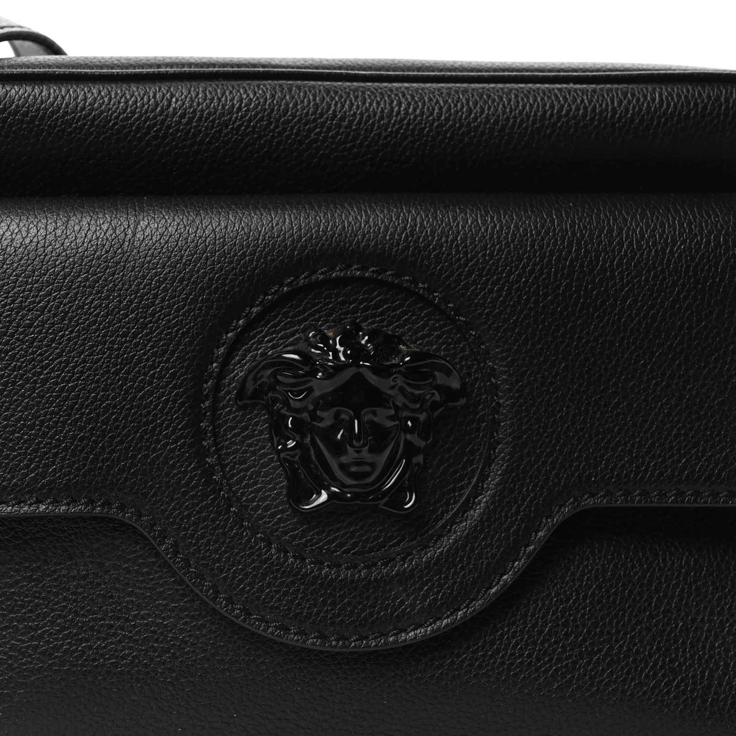 Grained Calfskin Medusa Camera Bag Black - Image 8