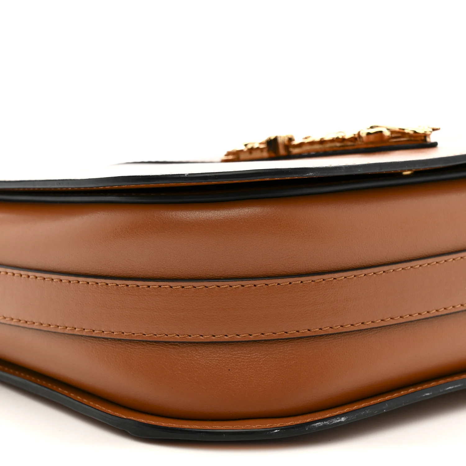 Grained Calfskin Virtus Shoulder Bag Brown - Image 9