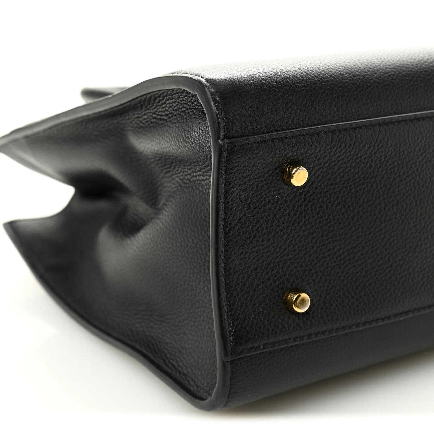 Grainy Calfskin Large Virtus Top Handle Tote Black - Image 8