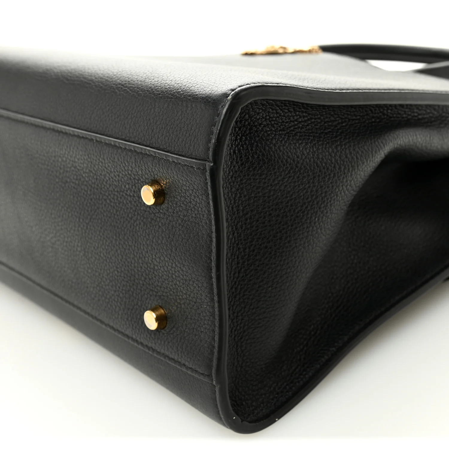 Grainy Calfskin Large Virtus Top Handle Tote Black - Image 9