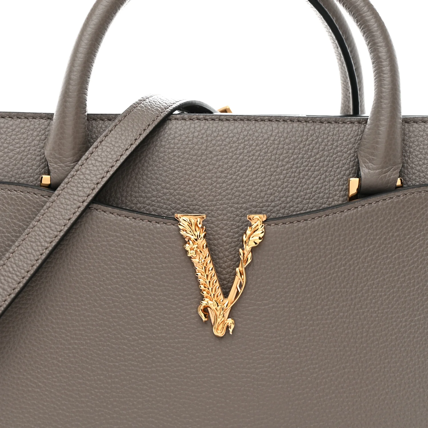 Grainy Calfskin Virtus Top Handle Tote Grey - Image 8