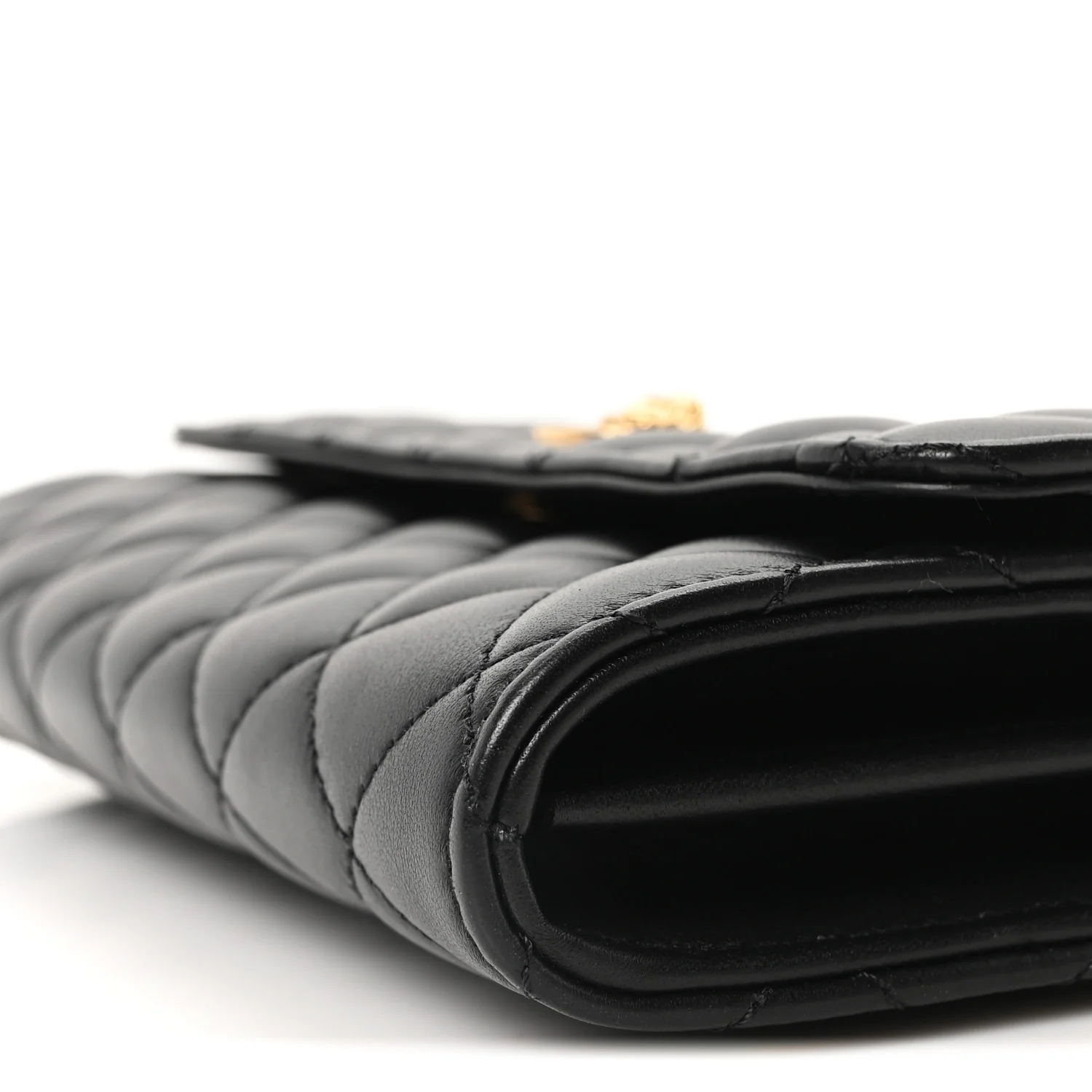 Lambskin Quilted Medusa Wallet On Chain Crossbody Black - Image 10