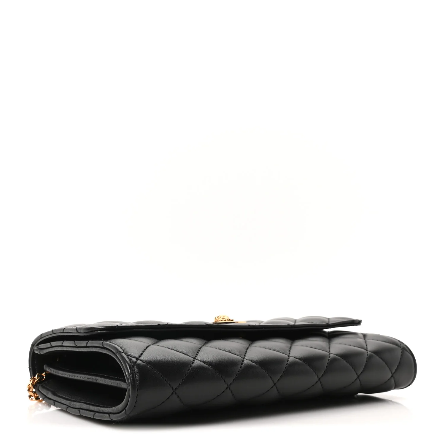 Lambskin Quilted Medusa Wallet On Chain Crossbody Black - Image 4