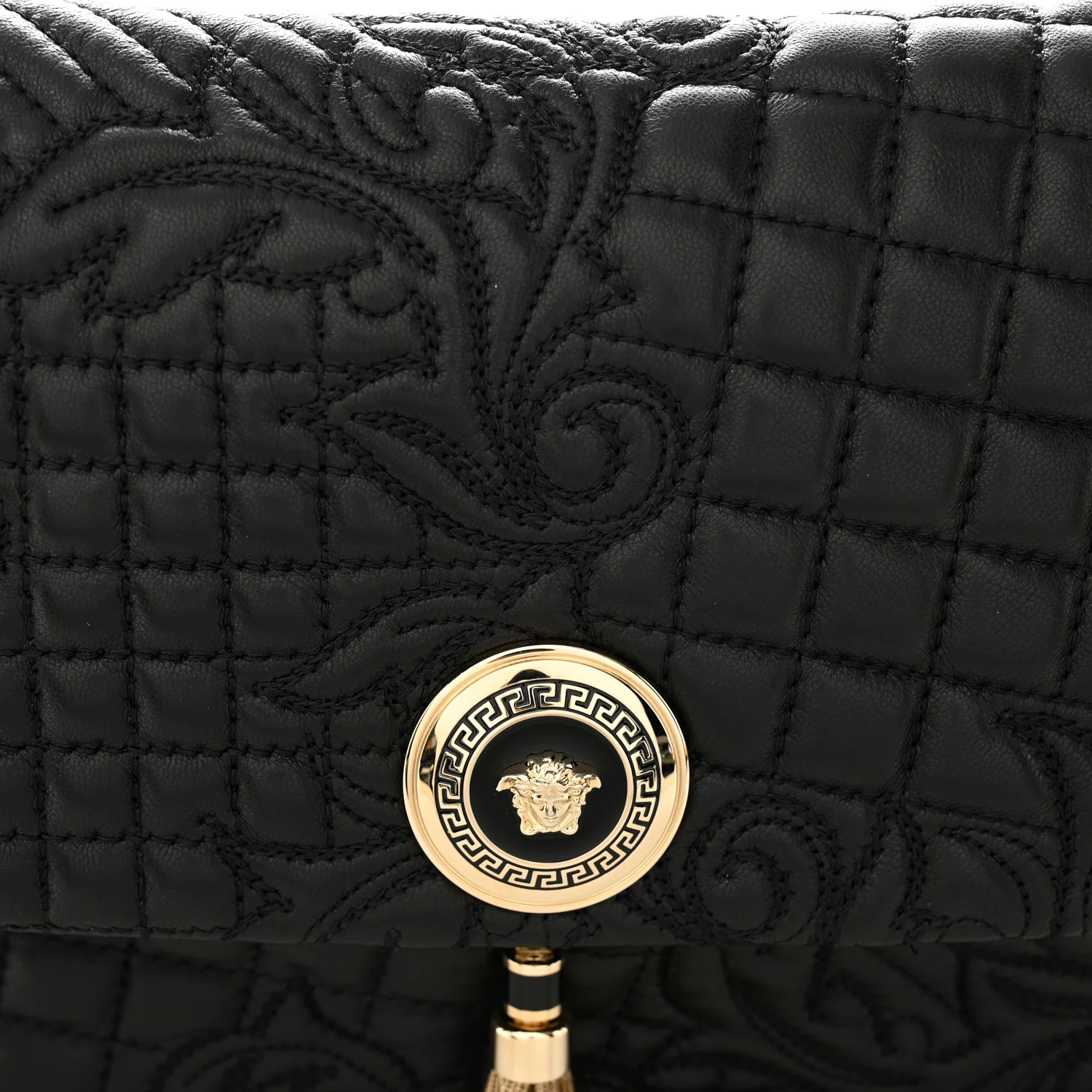 Nappa Barocco Quilted Calliope Vanitas Shoulder Bag Black - Image 8