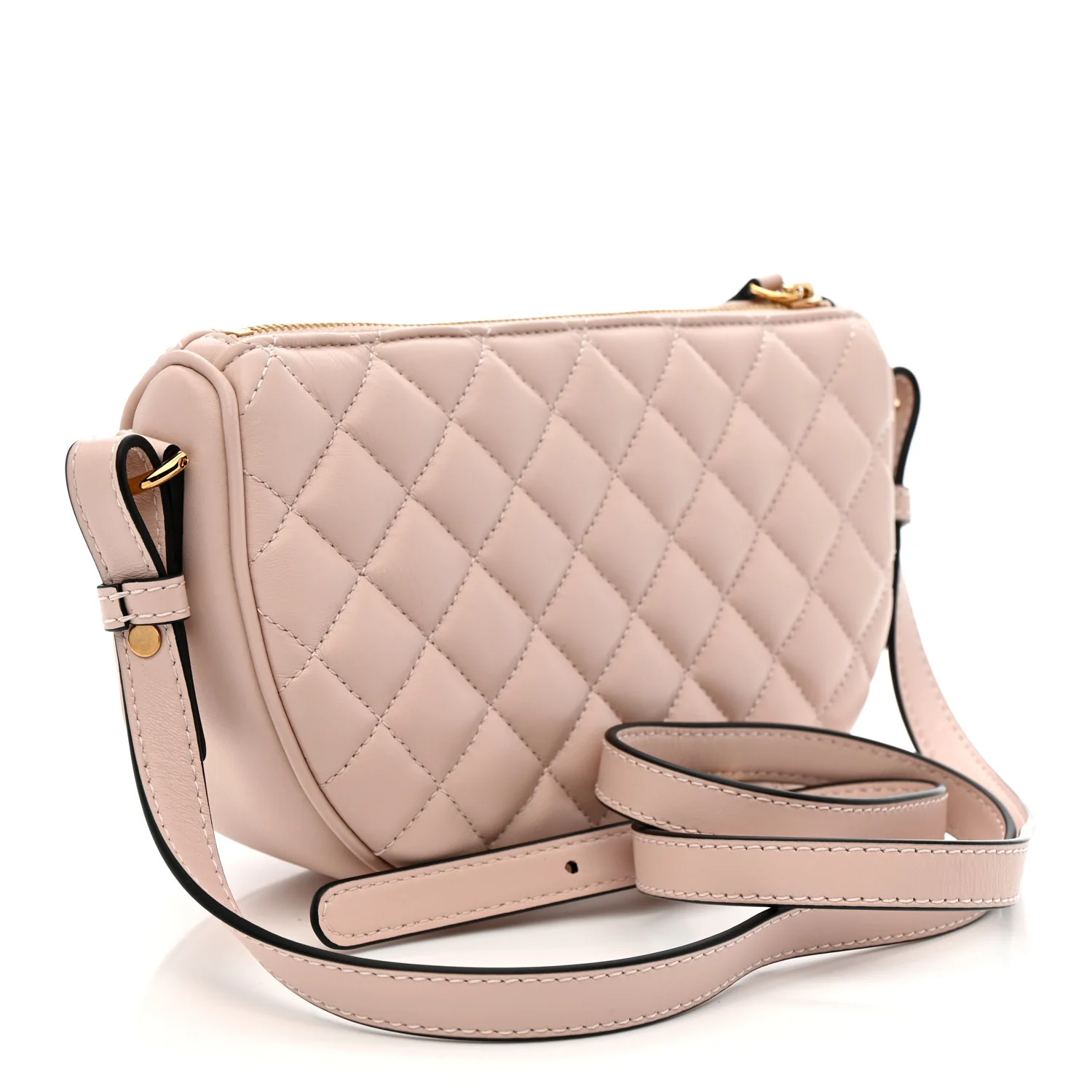 Nappa Quilted La Medusa Half Moon Crossbody Light Pink - Image 3