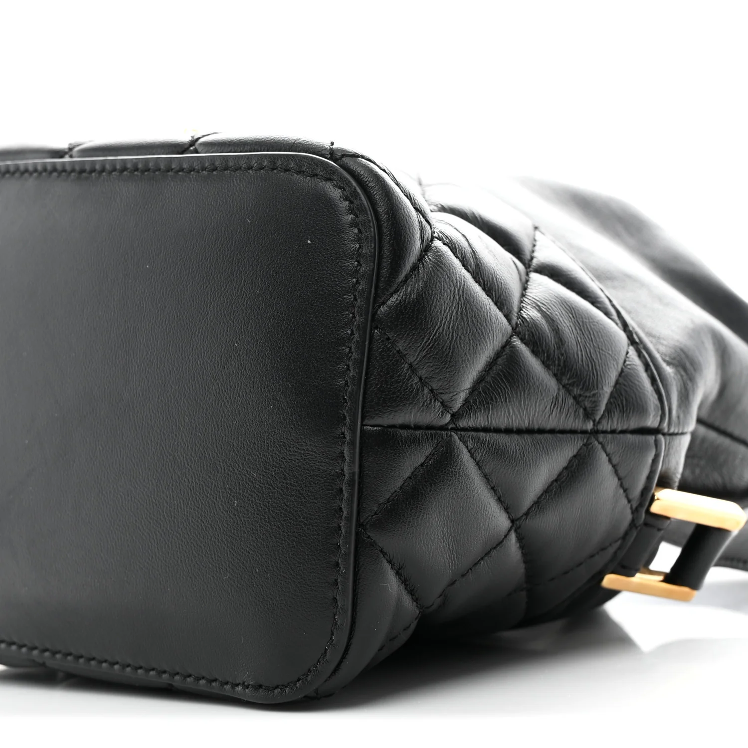 Nappa Quilted Medusa Bucket Bag Black - Image 10