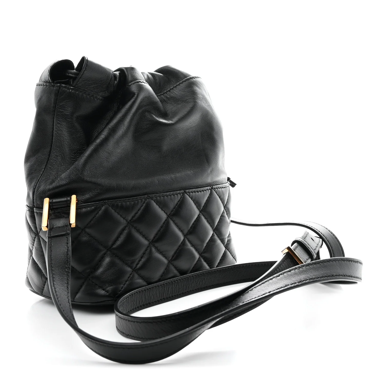 Nappa Quilted Medusa Bucket Bag Black - Image 3