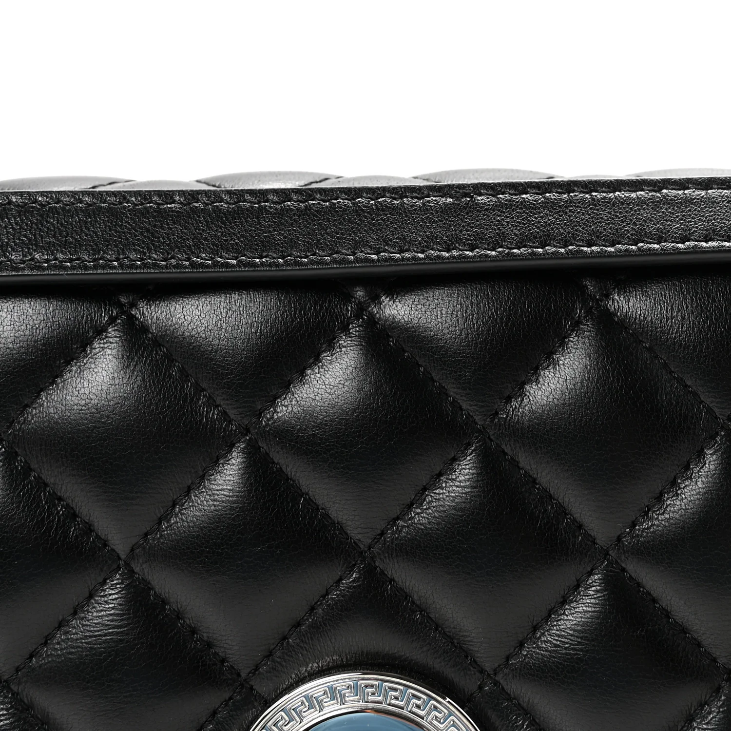 Nappa Quilted Medusa Medium Chain Crossbody Black - Image 7