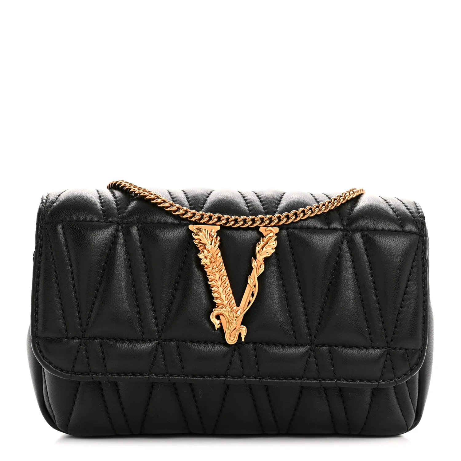 Nappa Quilted Virtus Evening Bag Black