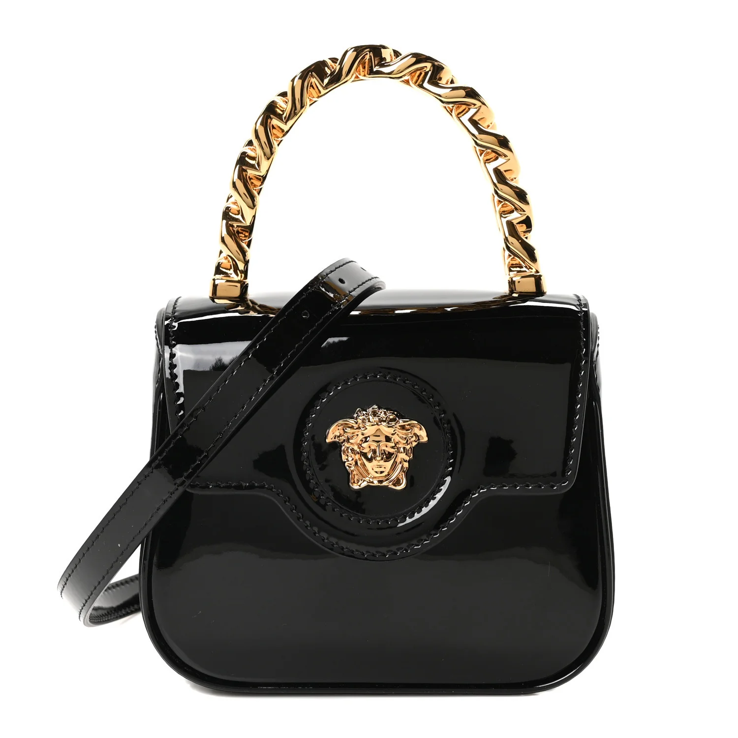 Patent Mini La Medusa Bag Black