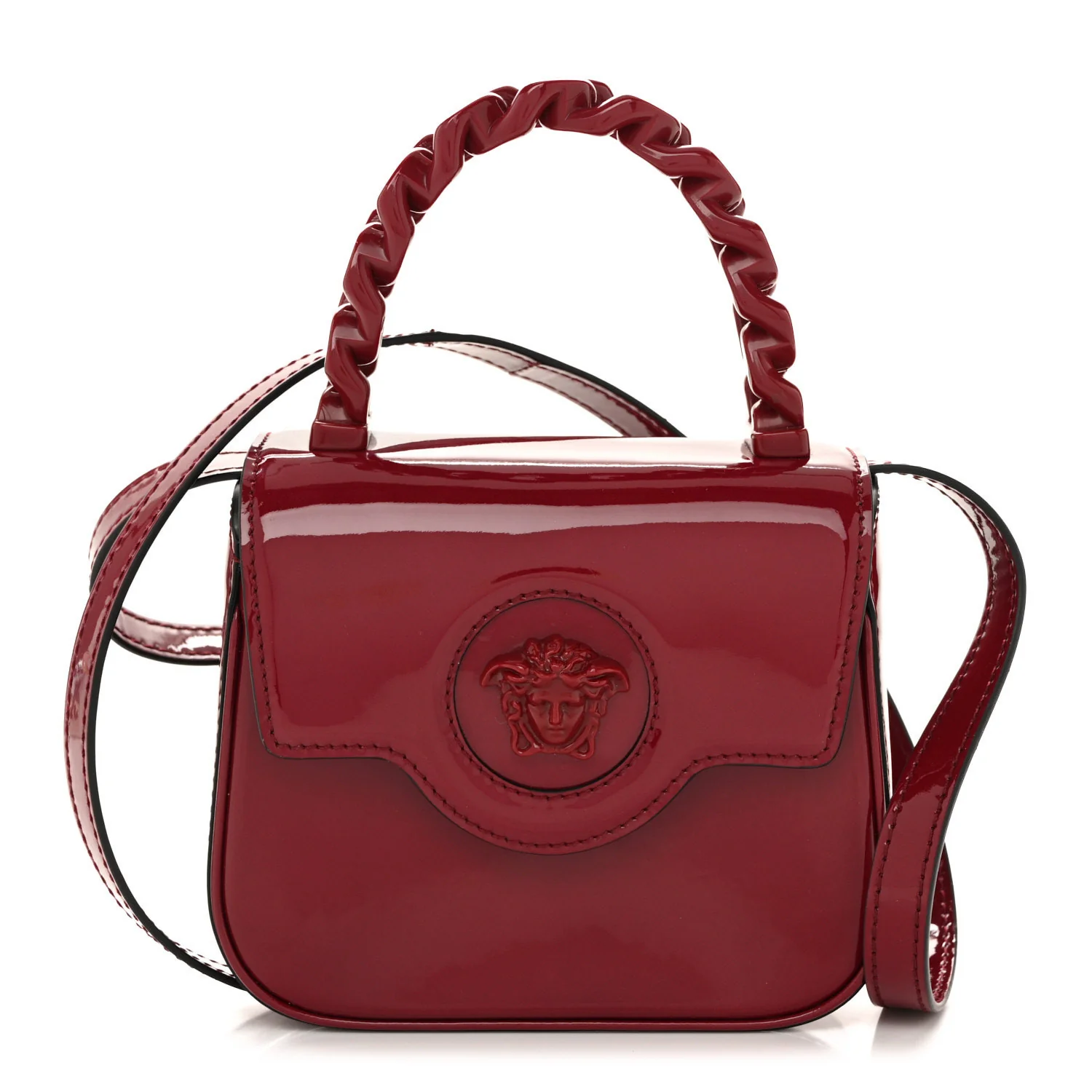 Patent Mini La Medusa Bag Claret