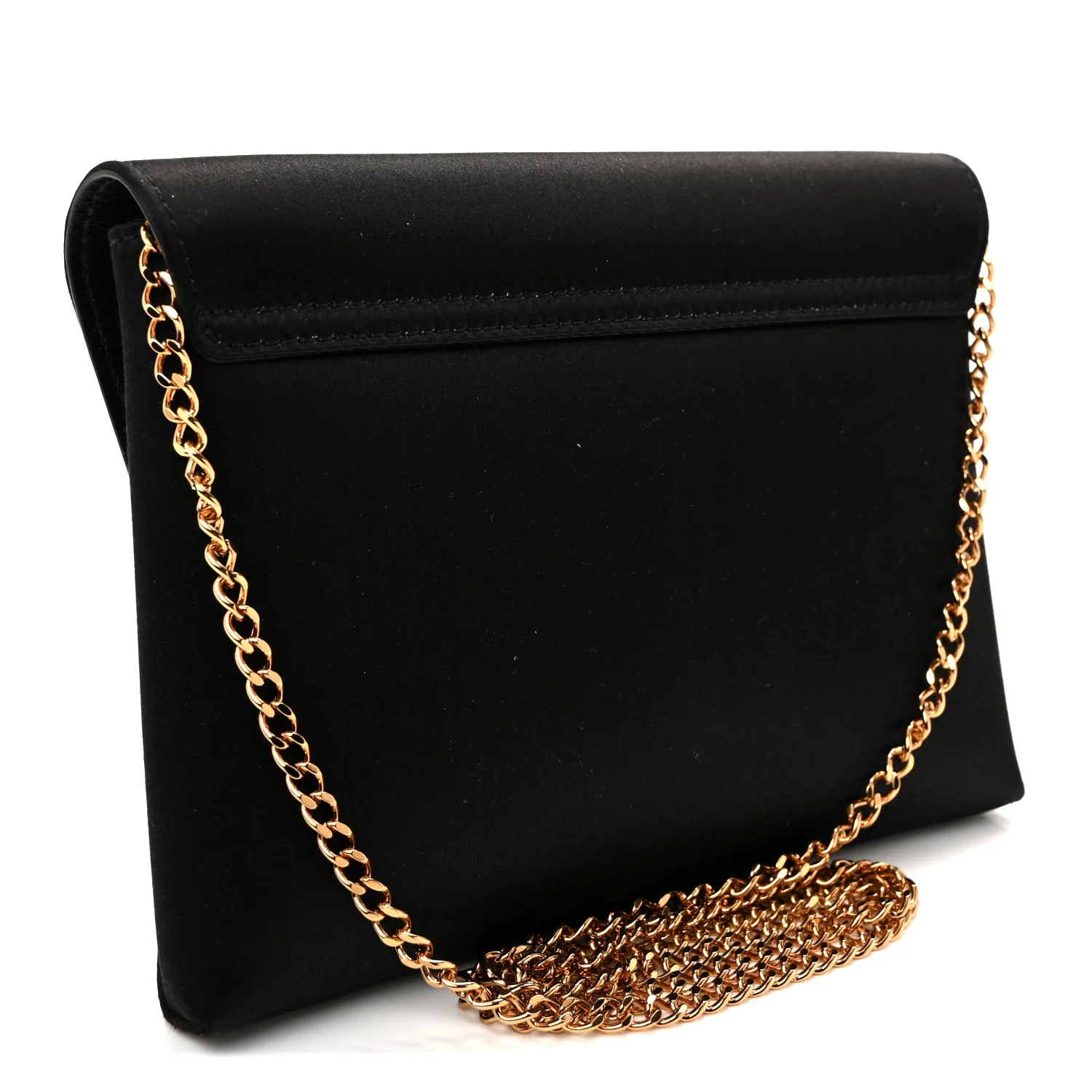 Satin Crystal La Medusa Pouch On Chain Black - Image 3