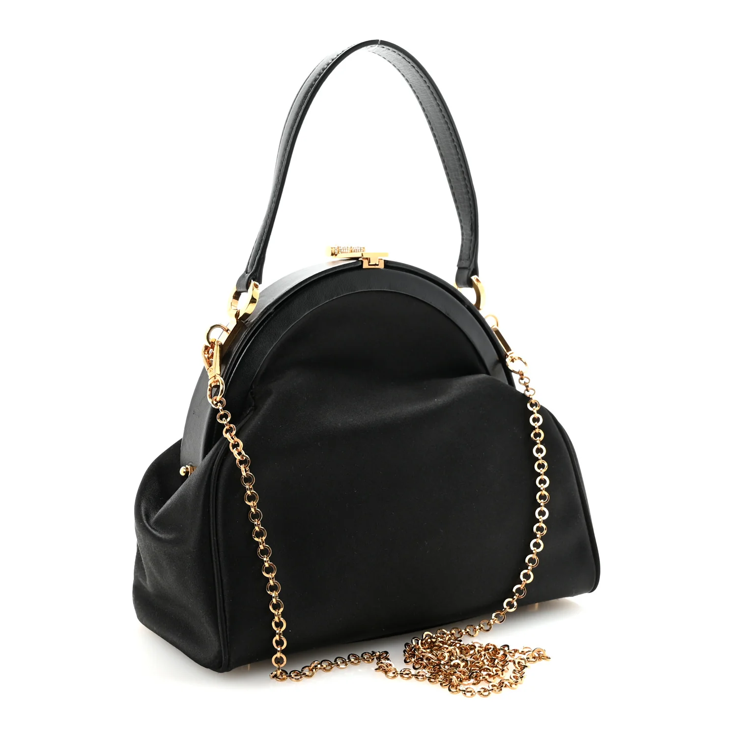 Satin Crystal Medusa 95 Plaque Bag Black - Image 3