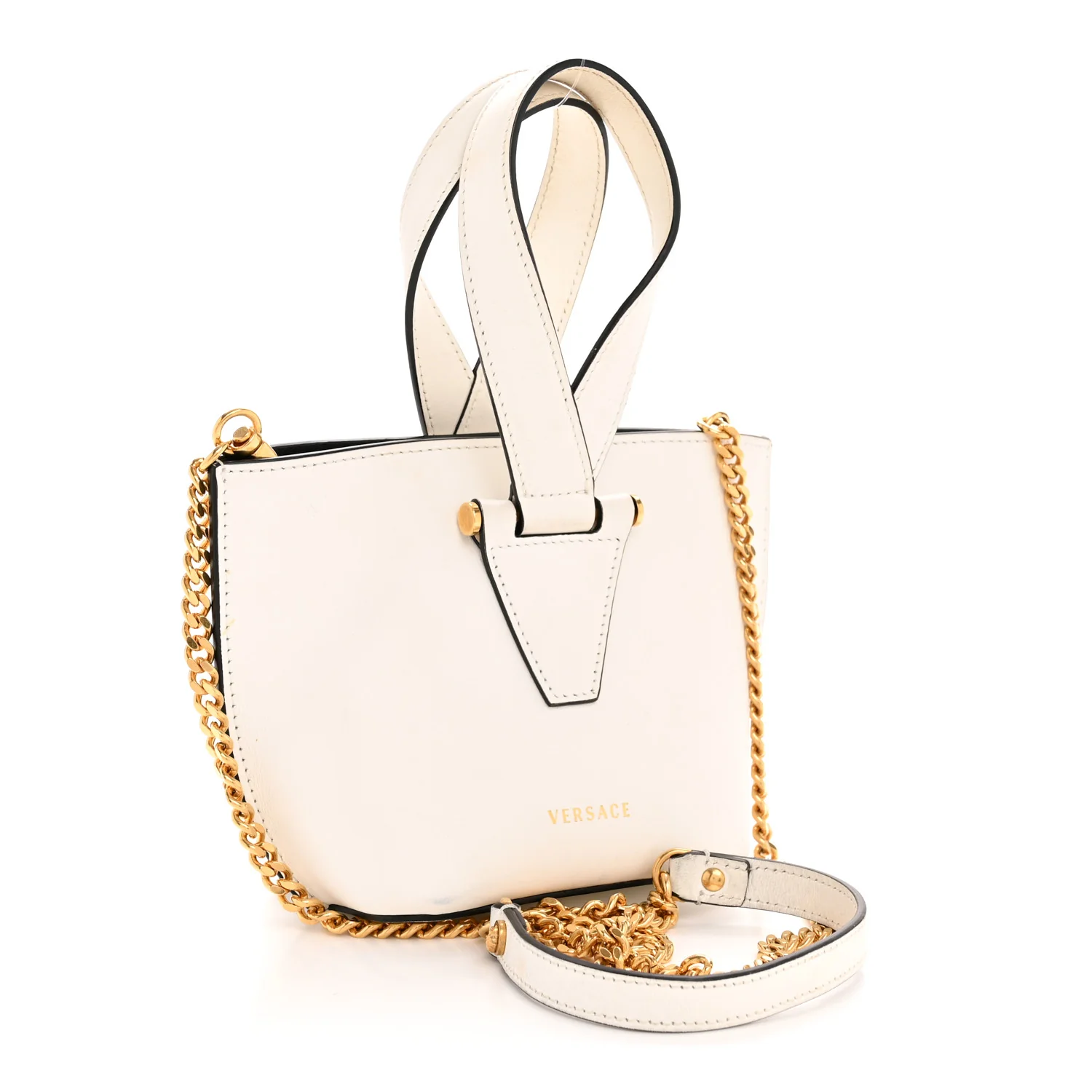Vitello Mini Virtus Bucket Bag White - Image 3