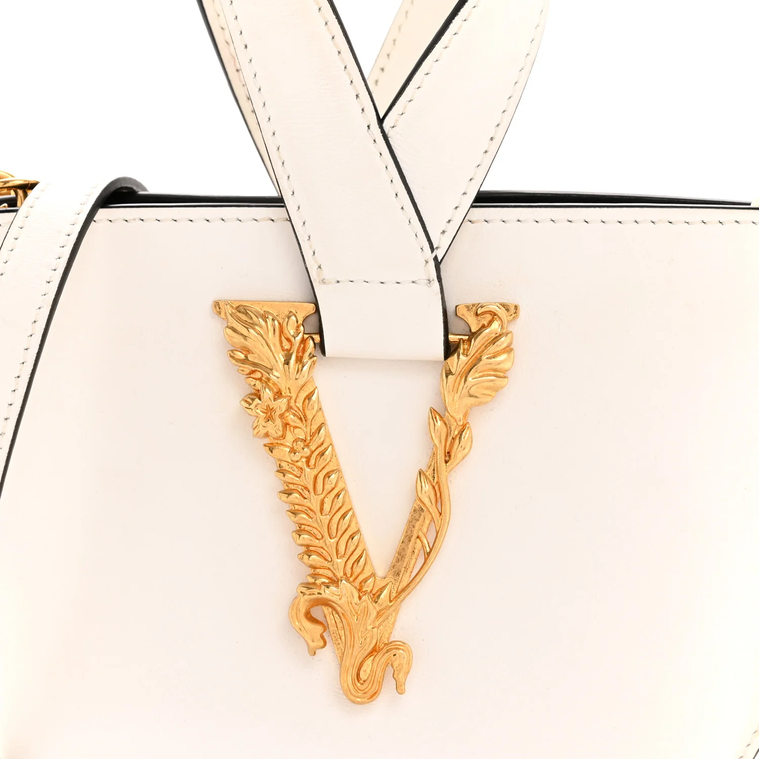 Vitello Mini Virtus Bucket Bag White - Image 7
